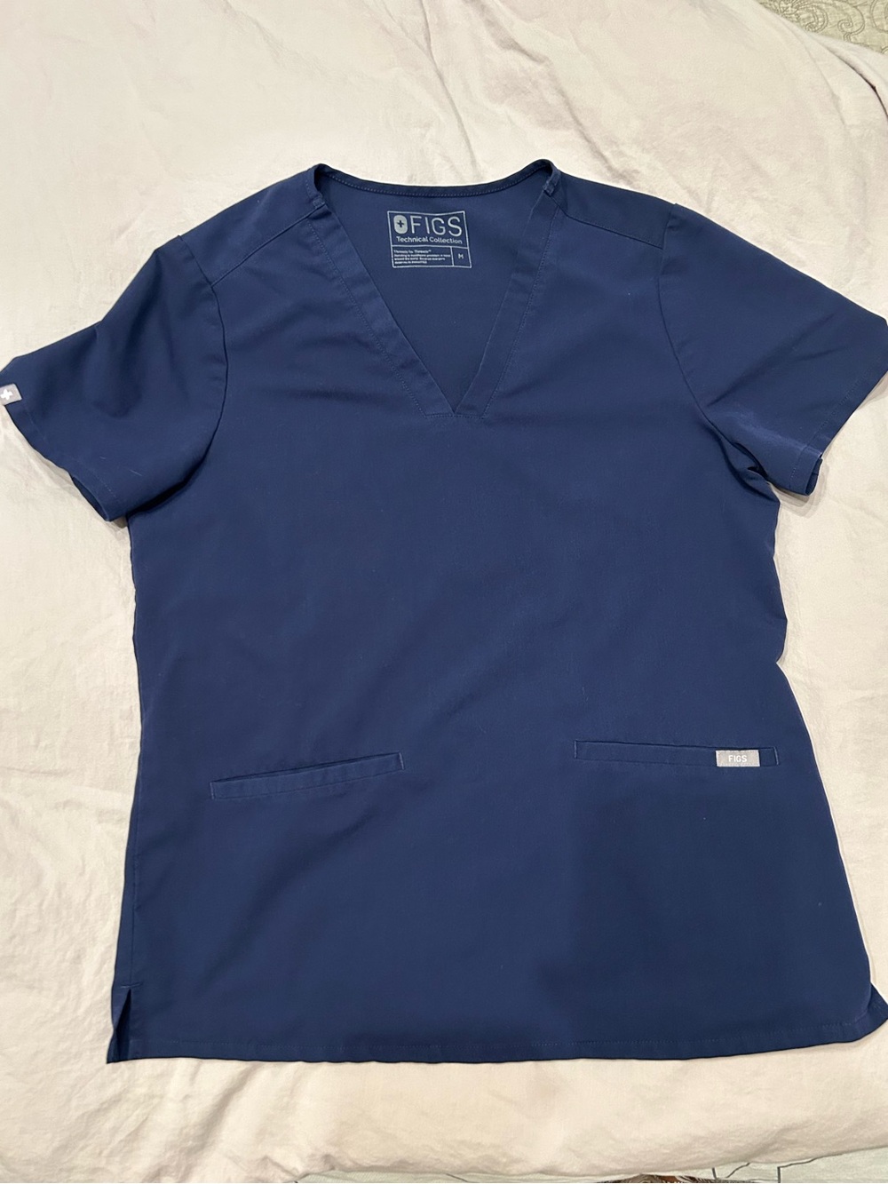 Figs Navy V-Neck Medical Scrub Top